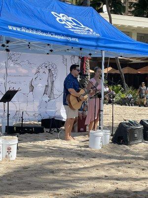 Barefoot church on the beach