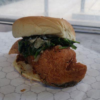 Fried salmon sandwich