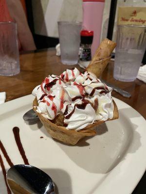 Fried ice cream with a churro!