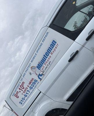 You do not have to get out of your car. Just sit and wait till the phone is fixed. Thank you!