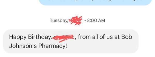 Rude early morning text. Terrible start to a happy kind of birthday.