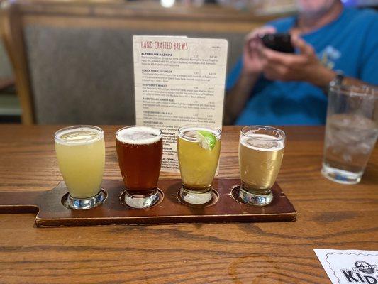 Raspberry Wheat Rabbit Ears Amber Ale Kokopelli Kölsch, the one with the lime was their Mexican lage.