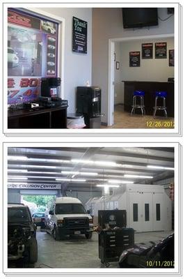 Waiting area and our  body repair and painting rooms