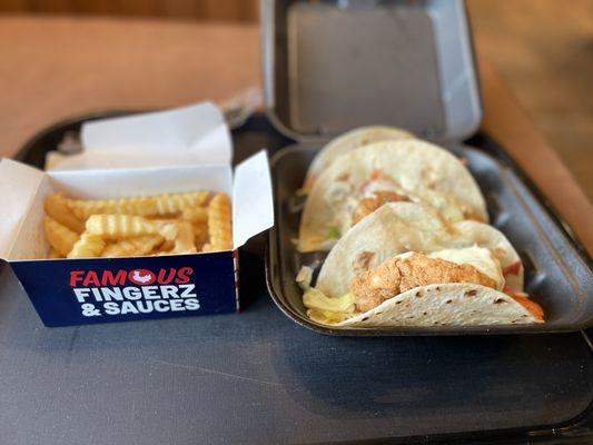 Avacado 3 Avocado Ranch BLT Chicken Finger Tacos Drink