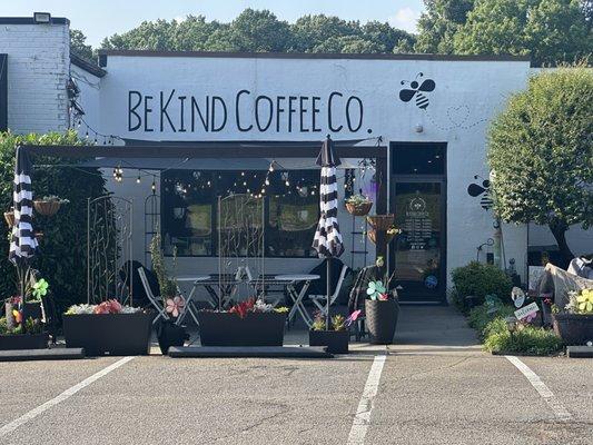 We are located inside of Be Kind Coffee Co! Grab a drink and come on back for your appointment :)