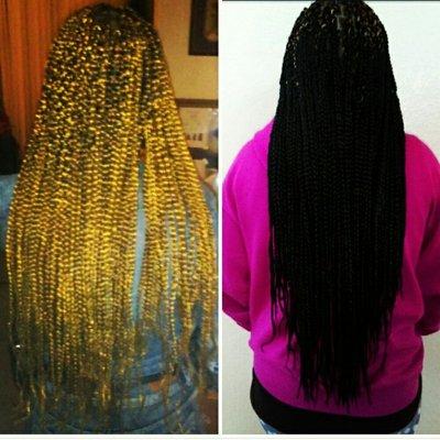 Singles box braids micro to jumbo brick lay or straight