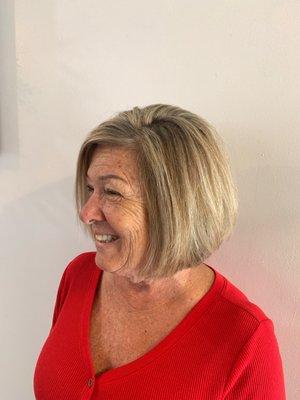 Grey blending done with baby lights and highlights.