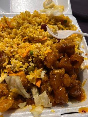 Orange chicken and rice