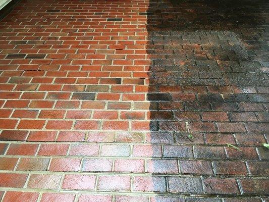 Customer's home driveway. Clean/Black Mold