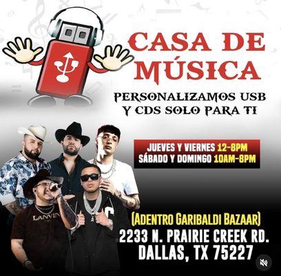 Looking for music you find anymore. come by we will find it for you. We have cds, tapes & usb's We've been here for over 31 years.