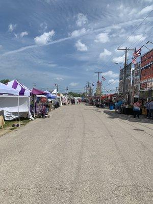 Vendors and bbq stand