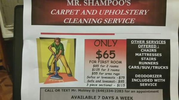 Mr Shampoo Carpet and Upholstery Cleaning Service