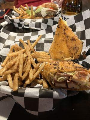 Bacon Chicken Ranch Wrap with fries