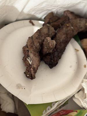 Undercooked kabobs in the trash - attempted to cook it further to no avail