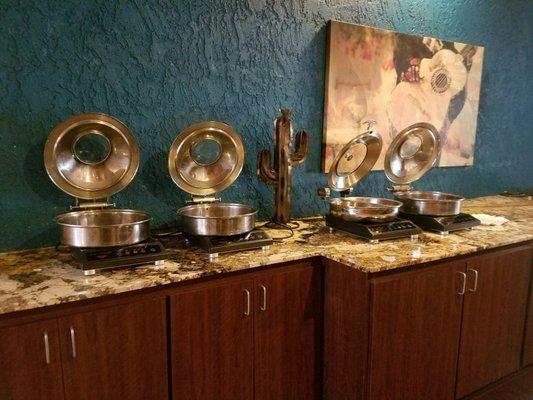 Eggs bacon sausage potatoes and pancakes