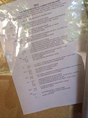 2014 Schedule for FREE flower and plant show and sale, on Saturday 12 noon-4pm and Sundays 10am-4pm. Casa del Prado, Room 101.