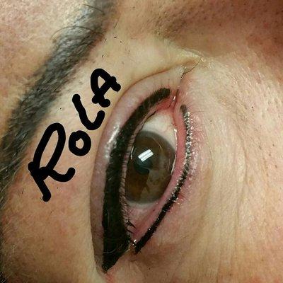 Eyeliner upper and lower lids with wing