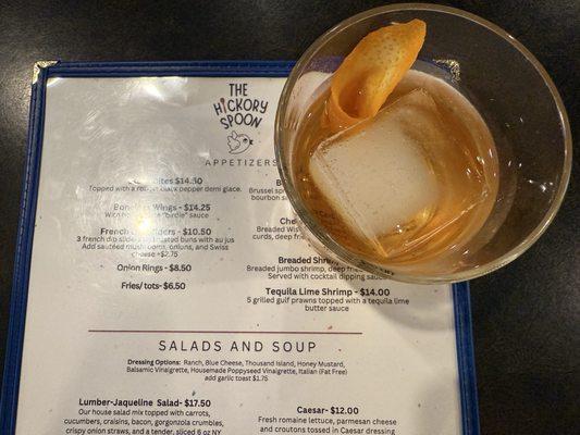 Old fashioned cocktail