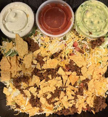 Taco Salad: the dressing, salsa and guac were good. There was barely any meat in it though.