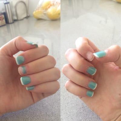 I got these done exactly 1 week ago. One nail broke off 2 days after getting them done but got fixed, Now 2 new nails broke off.