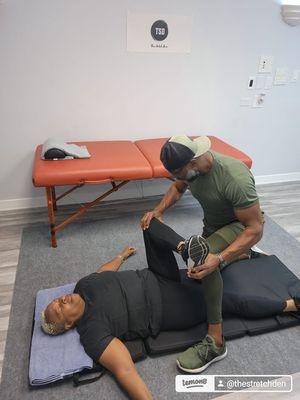 Just one of many stretch techniques that's used at The Stretch Den