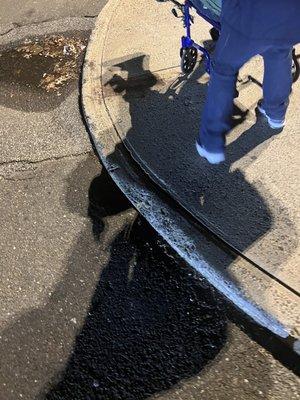 "Ramp" portion of the sidewalk-notice huge lip