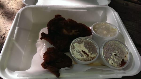 Ordered 2 breast dinner. Only 1 breast received.