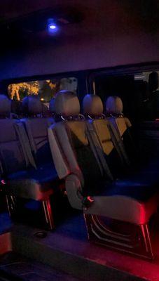 Very nice sprinter van. They even had colorful lights inside.
