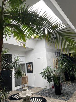 I chose an 8'x8' Velux bubble, white on white skylight that was special made for this space in the atrium of my Streng Home.