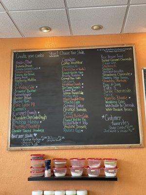 Menu of smoothies and herbal teas offered