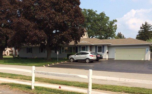 Front of our building from Lorraine Drive, address on Titus, parking on side street.