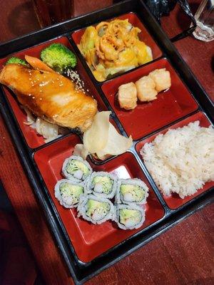 Salmon teriyaki bento box