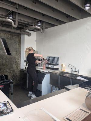 Getting a protein shake made