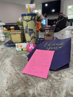 Gift and personal note from Dr. Padilla