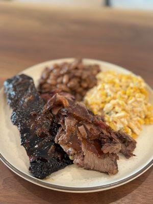 Brisket, pork rib, jalapeno corn and pinto beans