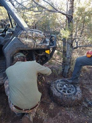 Saving the day, with the new tie rod, way out in BF New Mexico.