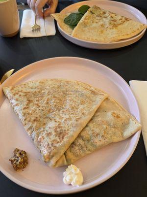 Green on Green crepe, Maple cheese crepe