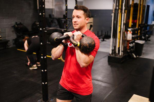Kettlebel Rack Carry during group class