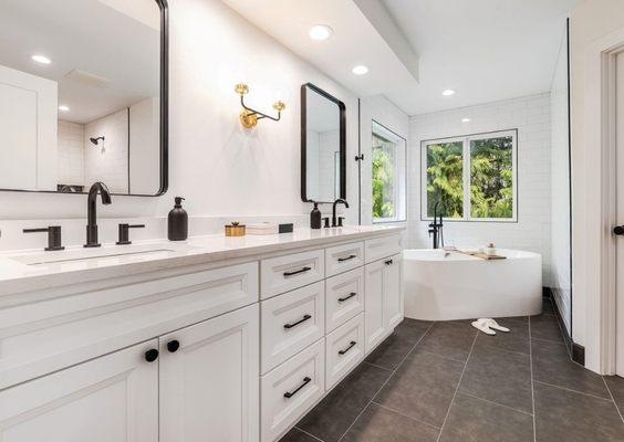 Master bathroom countertops with tub