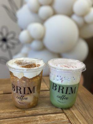 Cookie butter latte and strawberry matcha