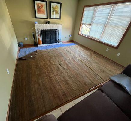 The "Rose" wool area rug that was promised to be 11x10 but was actually 11.11x8.8