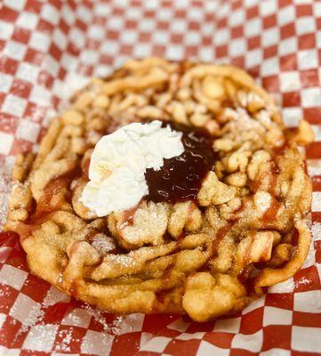 Funnel Cake with toppings.