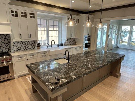 Cambria Ellesmere kitchen island/