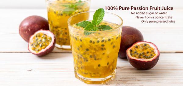 100% Pure Passion Fruit Juice. Cold pressed, no additives. Not from a concentrate. 50 Taiwan Passion Fruits per bottle. Boba or Bubble Tea.