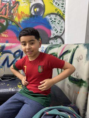 My big baby loves his hair!