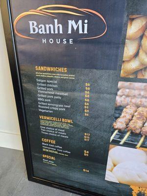 Menu 10/8/2025 at opening