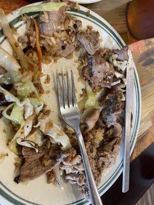 This was from the Mongolian beef ... poor quality and preparation and taste