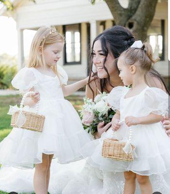 Bride and flower girls special moments