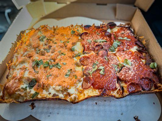 Half chicken parm Half pepperoni