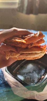 Sad... Everything falls apart and flatten. Double Chicken Sandwich